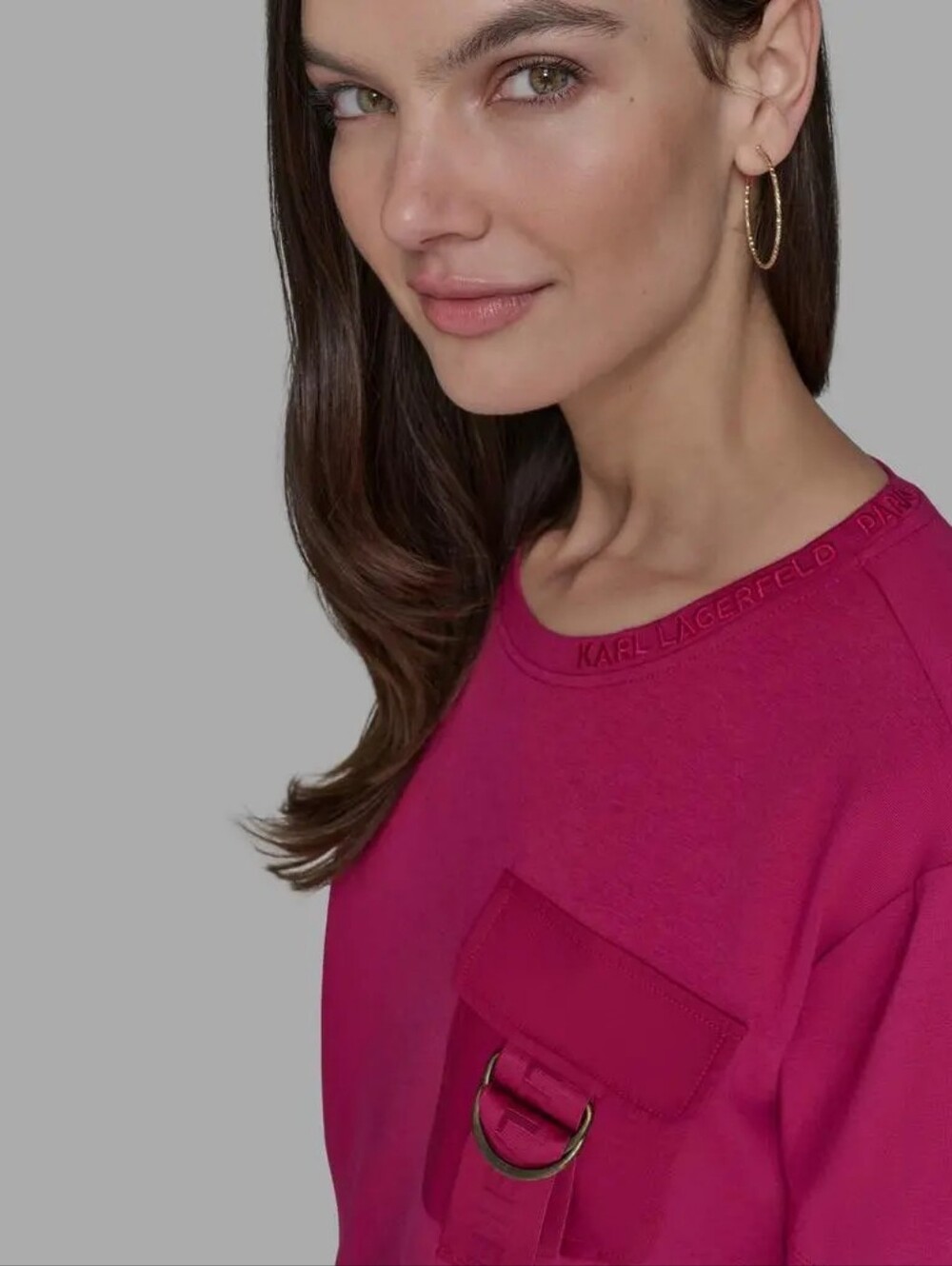 Karl Lagerfeld Paris Utility Pocket Tee Pink Size M NWT $99 - Picture 4 of 9